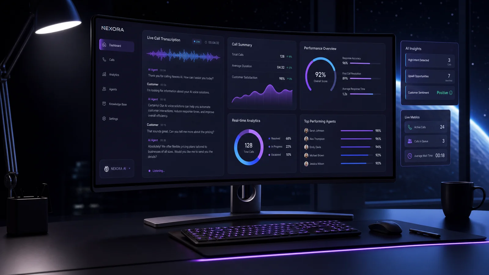 Dashboard IA Lynaris — suivi des appels et performances en temps réel